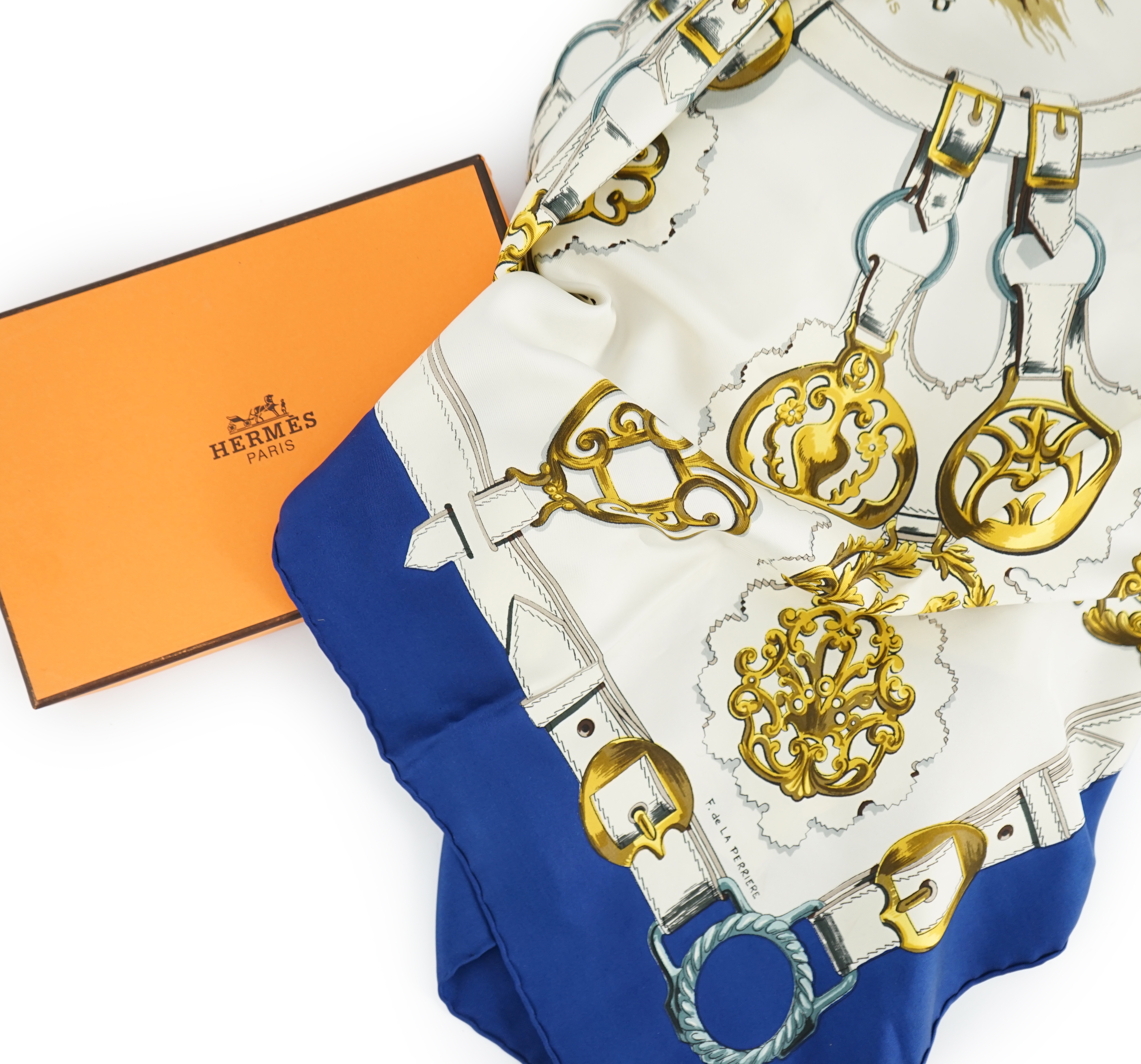 A Hermès Vintage Equestrian Silk Scarf, 